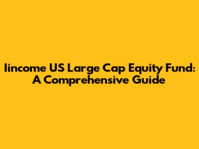 Iincome US Large Cap Equity Fund: A Comprehensive Guide