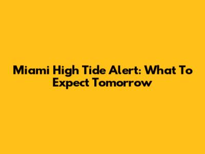 Miami High Tide Alert: What To Expect Tomorrow
