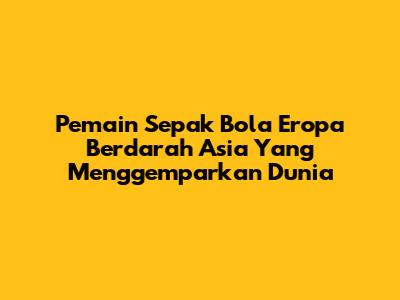 Pemain Sepak Bola Eropa Berdarah Asia Yang Menggemparkan Dunia