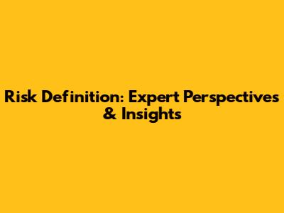 Risk Definition: Expert Perspectives & Insights