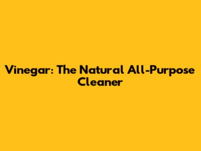 Vinegar: The Natural All-Purpose Cleaner